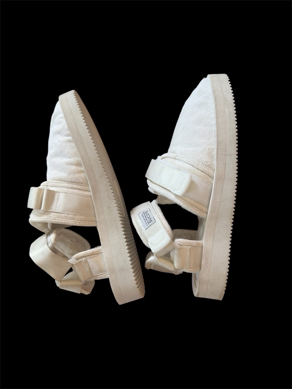 Suicoke Cream Platform sheep skin Sandal Insole Detail size 43 in like new